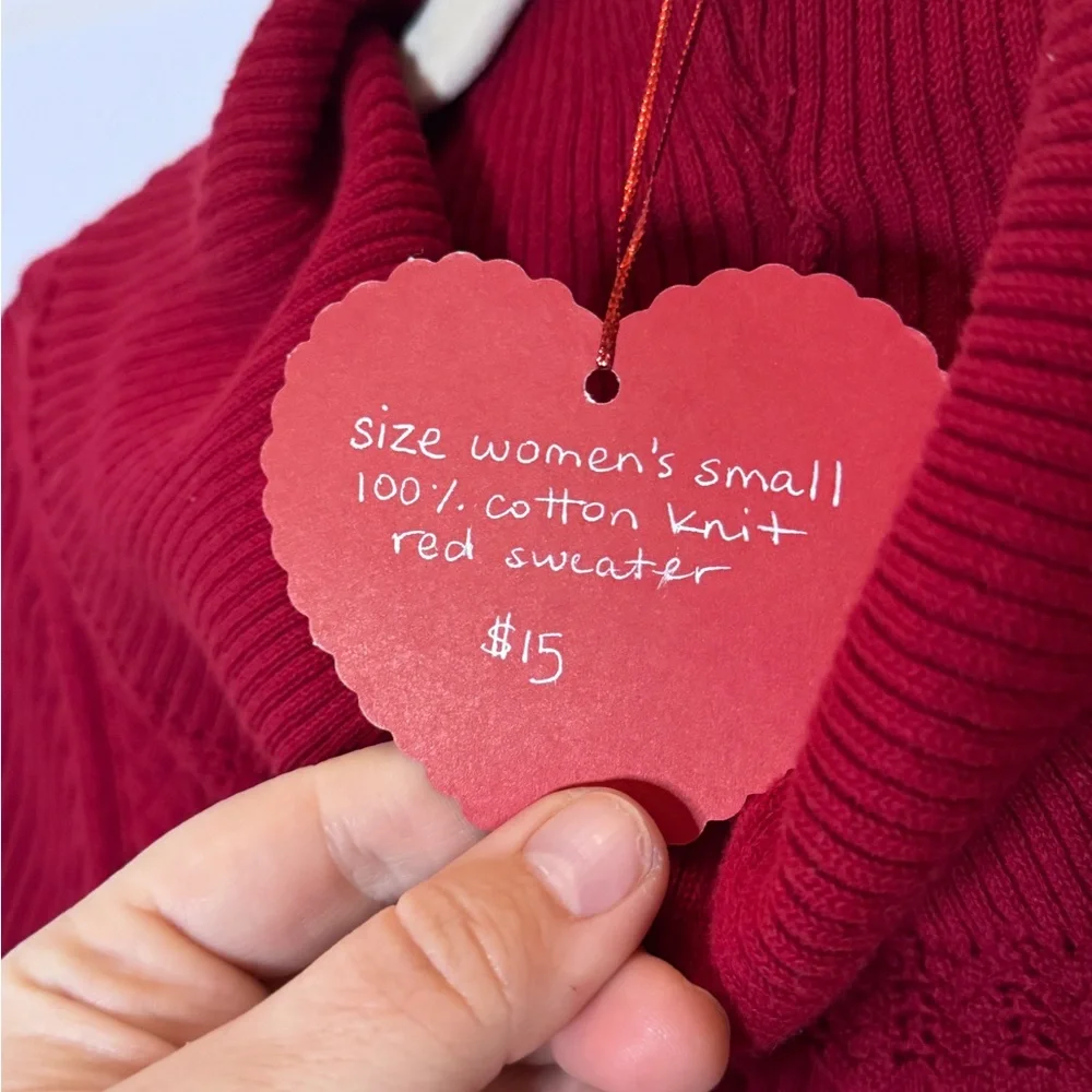Women's Red Ribbed Sweater - Picture 5 of 5